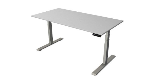 Kerkmann table debout/assise L 1600 x P 800 mm, argent, réglable en hauteur électriquement de 630 à 1270 mm, gris clair/argent, 10276311