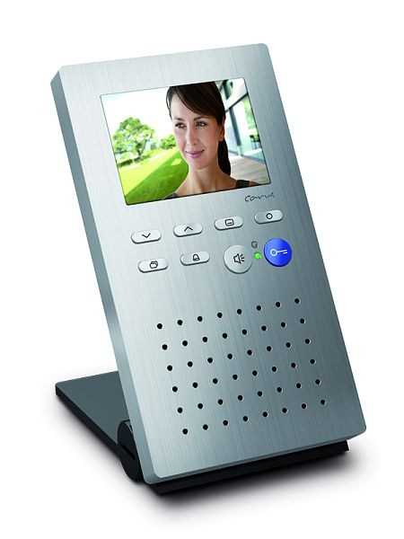 Interphone vidéo intérieur TCS pour appels mains libres série Carus ORIGO, appareil de table argent, CAI2010-0150