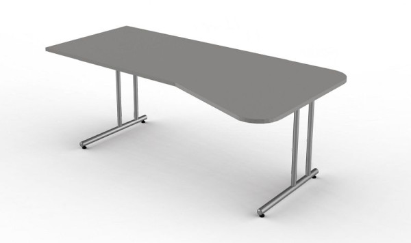Table de forme libre Kerkmann avec pied en C, Start Up, L 1950 mm x P 800/1000 mm x H 750 mm, couleur : graphite, 11434912