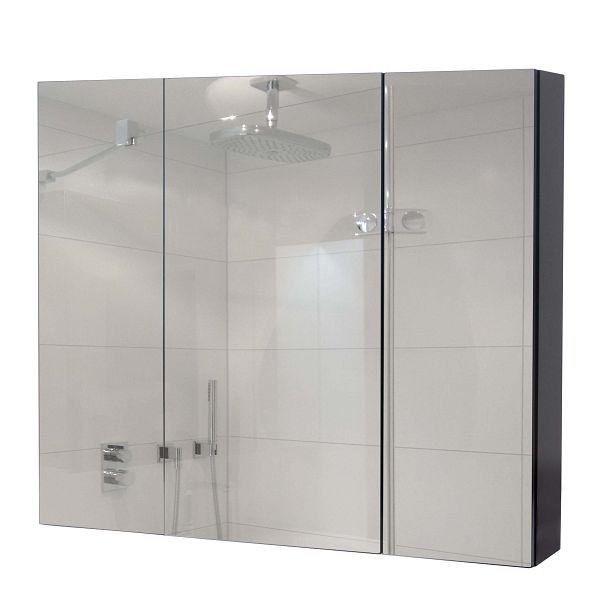 Armoire à miroir Mendler HWC-B19b, armoire murale pour armoire de salle de bain, 6 étagères haute brillance 70x80x16cm, noir, 97808