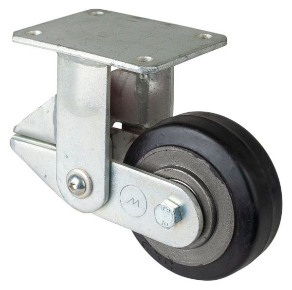 Roulettes BS Roulette robuste suspendue, roulette fixe, largeur de roue 50 mm, Ø roue 125 mm, 275 kg, bandages élastiques noirs, fonte, roulements à billes, T110.B81.125