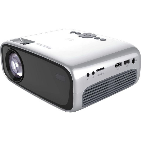 Mini projecteur/projecteur Philips Projection NeoPix Easy 2+ HD (son stéréo, LED, jusqu'à 65 "(165cm), HDMI, USB, VGA, MicroSD), NPX442/INT