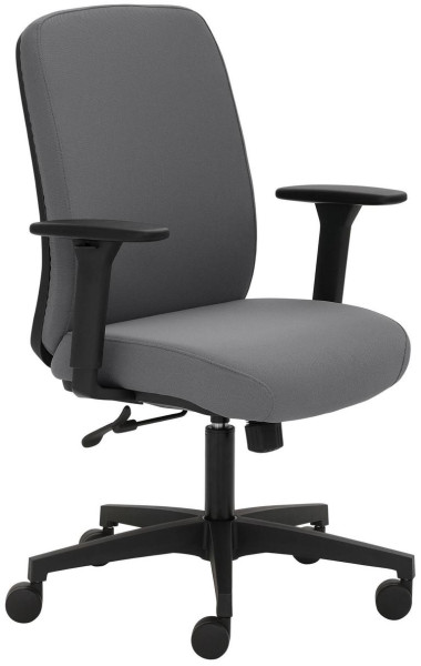 Mayer Sitzmöbel chaise pivotante, dossier bas, assise et dossier rembourrés, accoudoirs réglables en hauteur noir, gris, 2219_AV1D_30614