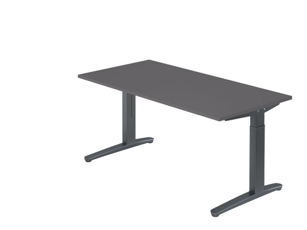 Bureau Hammerbacher pied C 160x80cm graphite/graphite, forme rectangulaire, VXB16/G/GG