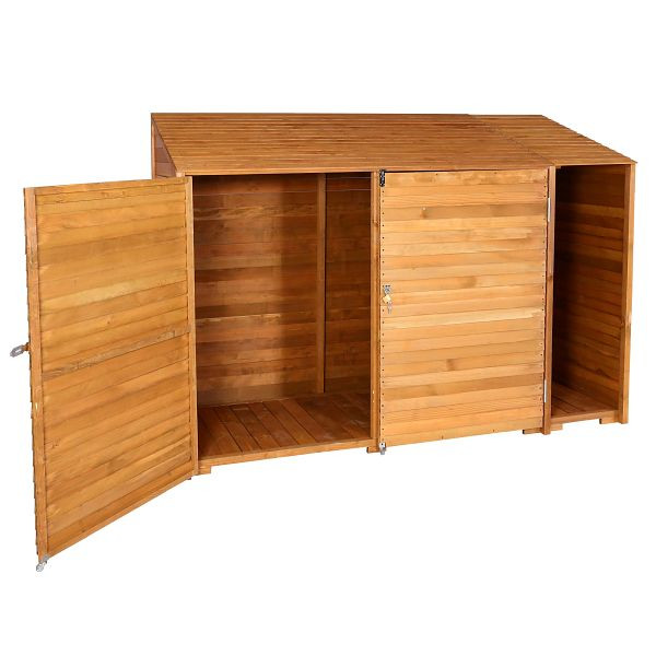 Abri à outils Mendler HWC-J75, abri à outils pour armoire à outils, bois teinté, 180x250x93cm, couleur naturelle, 83054+89578