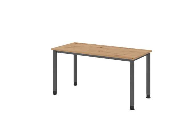 Bureau Hammerbacher HS614, 140 x 67 cm, plateau : chêne noueux, épaisseur 25 mm, structure 4 pieds en graphite, hauteur de travail 68,5-81 cm, VHS614/R/G
