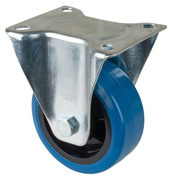 Rouleau de transport BS rollers, largeur de roue 50 mm, roue Ø 125 mm, capacité de charge 300 kg, pneus élastiques bleus, corps de roue en plastique, roulement à rouleaux, LSS410.B61.125
