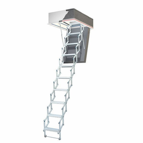 Escalier à ciseaux Wellhöfer Liliput avec protection thermique WSPH, ouverture au plafond 90 x 70 cm, hauteur libre 239 - 265 cm, 276000113