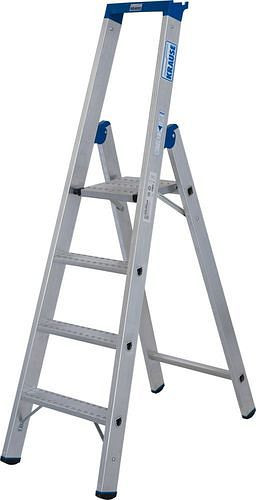 Escabeau Krause en aluminium, avec étagère et crochet pour seau, 4 marches R 13, 307632