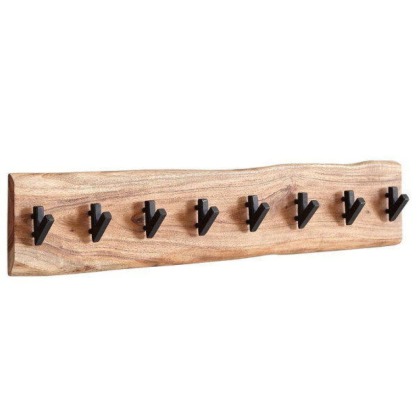 Wohnling Design porte-manteau mural en bois massif d'acacia / métal 90 x 19 x 9 cm, porte-manteau à crochets, porte-manteau mural, porte-manteau en bois, WL6.357