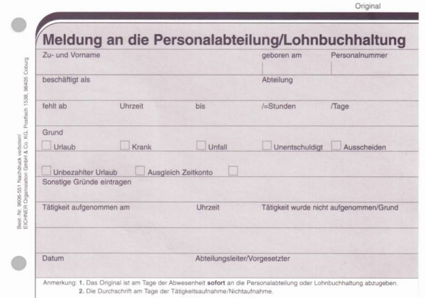 Notification d'échec de travail Eichner, UE : 50 pièces, 9606-00551