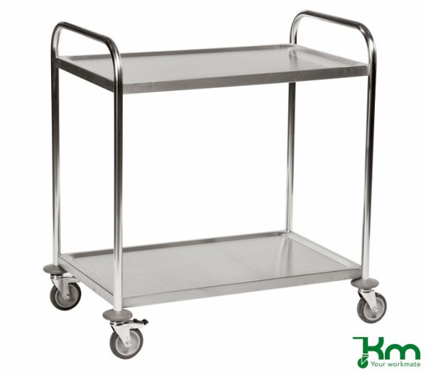 Chariot en acier inoxydable Kongamek avec 2 étagères C2, 18/0, 910 x 590 x 940 mm, KM60354