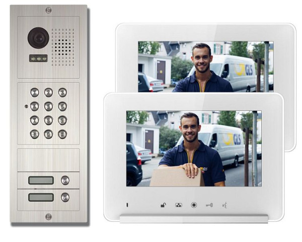 Anthell Electronics Ensemble de visiophone couleur à code PIN 2 familles avec stockage d'images, avec moniteur 2X 7 ", M2D1-690S1-2