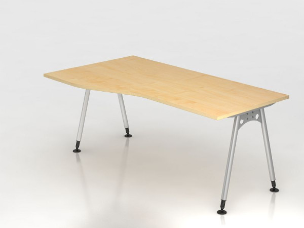 Bureau Hammerbacher pied A 180x100/80cm érable, forme libre, montage possible à gauche ou à droite, VAS18/3/S