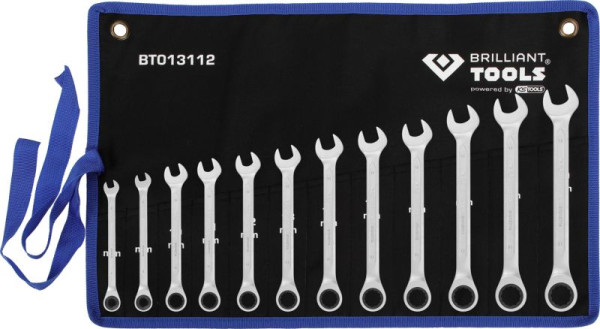 Brilliant Tools Jeu de clés mixtes à cliquet, 12 pièces, 8 - 19 mm, BT013112