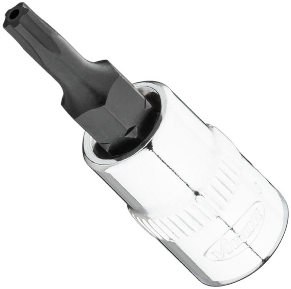 Embout de tournevis VIGOR T-Plus, carré 6,3 mm (1/4 pouce), profil interne 5 étoiles avec tenon, T15+H, V7037-IPR15