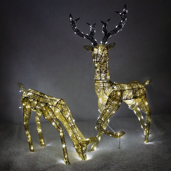 Renne, cerf 61 cm et cerf 1,2 m illuminés par LED Monster en set, 29243