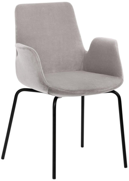 Fauteuil Mayer Sitzmöbel , structure à 4 pieds, revêtement en poudre noir, gris-bleu, 2009_V3_30604