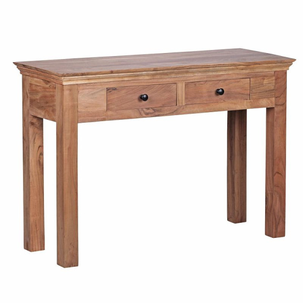 Wohnling table console MUMBAI console en bois d'acacia massif avec 2 tiroirs 110 x 40 cm style maison de campagne, WL1.438