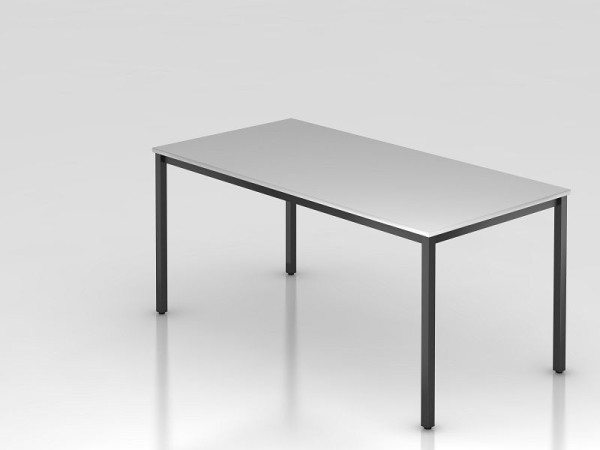 Table de réunion Hammerbacher 160x80cm gris/noir carrée, forme rectangulaire, VDQ16/5/D