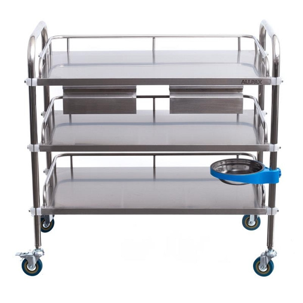 Chariot de laboratoire ALLPAX avec 3 étagères et 2 tiroirs 80 x 48 x 86 cm, 10022452