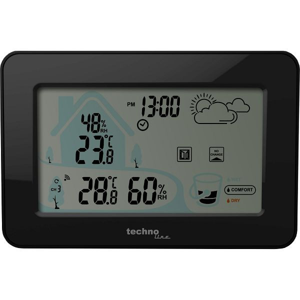 Station météo Technoline, horloge à quartz, dimensions : 149 x 100 x 23 mm, WS 9490