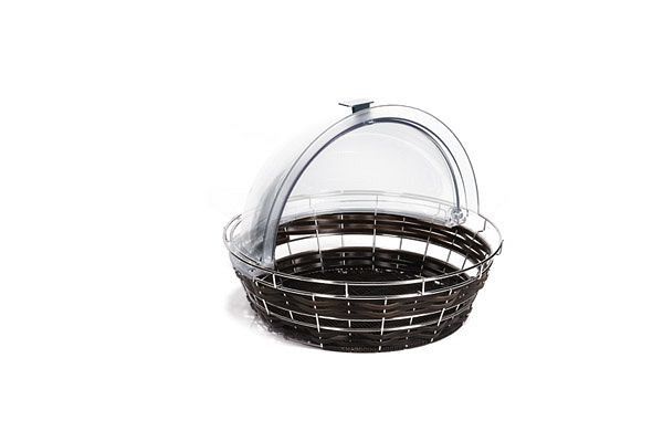 Panier buffet APS, Ø 40 cm, hauteur : 12,5 cm, polypropylène, marron foncé, avec fil inox, avec rail de capot, 40295