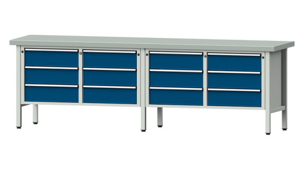 Établis ANKE établi à caissons, modèle 108 V, 2800 x 700 x 900 mm, RAL 7035/5010, ZBP 50 mm, 301.459