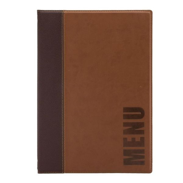 Dossier de menu Securit marron clair A4, H721