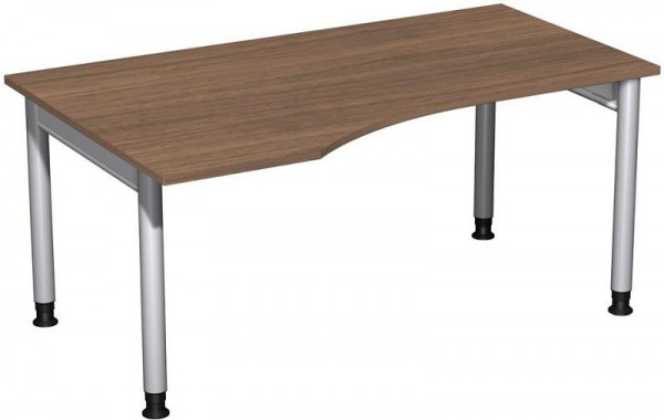 Bureau PC geramöbel gauche, réglable en hauteur, 1600x1000x680-820, noyer/argent, N-657312-NS