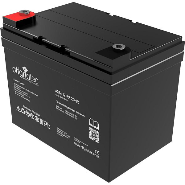 Offgridtec AGM 32Ah 20HR 12V - batterie solaire extrêmement résistante aux cycles, 2-01-001480