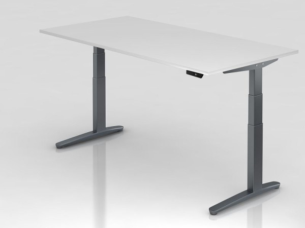 Bureau assis-debout électrique Hammerbacher 200x100cm blanc/graphite, forme rectangulaire, VXBHM2E/W/GG