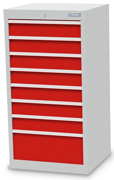 Armoire à tiroirs Bedrunka+Hirth, R 18-16, nombre de tiroirs : 8, dimensions en mm (LxPxH) : 530 x 500 x 1019, hauteur des panneaux en mm : 7x100, 1x200, 40 701