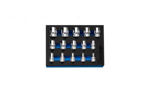 Boxo Jeu de clés à douilles magnétiques 3/8" 6 pans 15 pièces, BX649-2