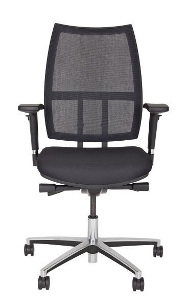 Chaise de bureau pivotante Bisley Maxime, revêtement en maille, piètement en aluminium poli, noir, DSM733