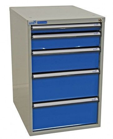 Boîte à tiroirs ADB avec cinq tiroirs, dimensions extérieures corps HxLxP : 800x535x700 mm, 52515