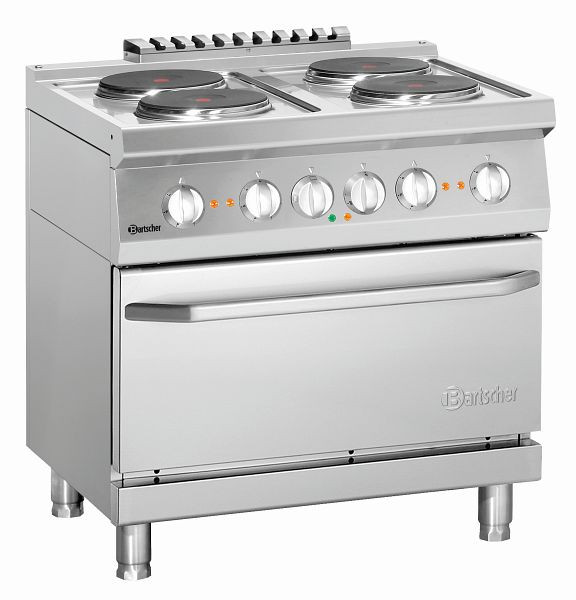 Cuisinière électrique Bartscher 700, B800, 4 plaques, four électrique, 286234W