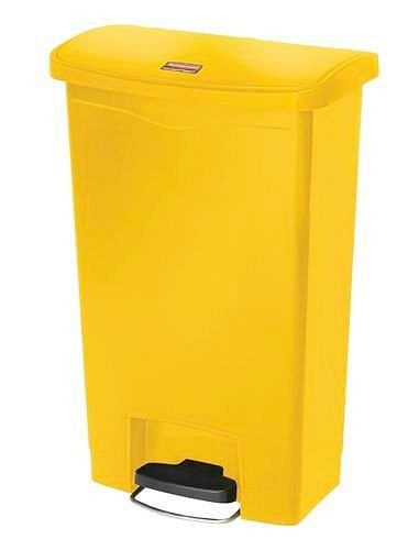 Poubelle de recyclage DENIOS en polyéthylène (PE), pédale sur le côté large, 50 litres, jaune, 242-401