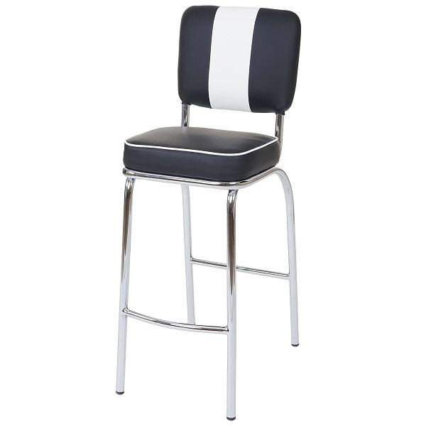 Ensemble de 2 tabourets de bar Mendler Avellino, tabouret de comptoir de bar, design rétro des années 50, simili cuir, noir et blanc, 55109