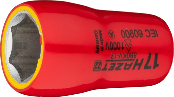 Douille Hazet, hexagonale, carré creux 10 mm (3/8"), 17 mm, type court, 880KV-17