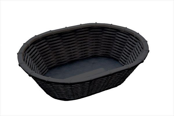 APS corbeille à pain et à fruits, 23 x 17 cm, hauteur : 6,5 cm, ovale, polypropylène, noir, -WICKER-LOOK-, 40216
