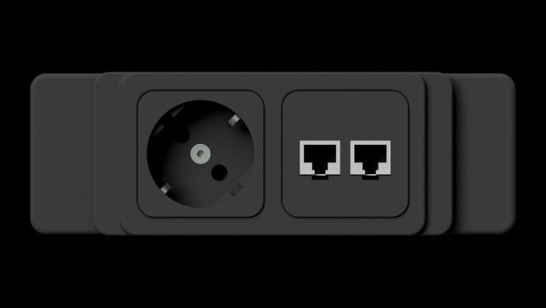 Établis ANKE Module d'énergie Mayer, 178 x 59 x 41 mm, 1 x Schuko, 2 x connexion réseau, 900.118