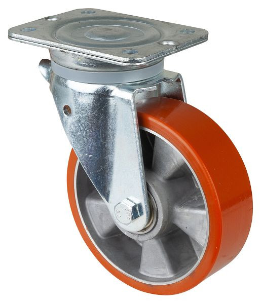 Roues BS Roulette robuste, largeur de roue 50 mm, Ø roue 160 mm, capacité de charge 600 kg, polyuréthane coulé 95 Shore A, aluminium, roulements à billes, N100.B90.163