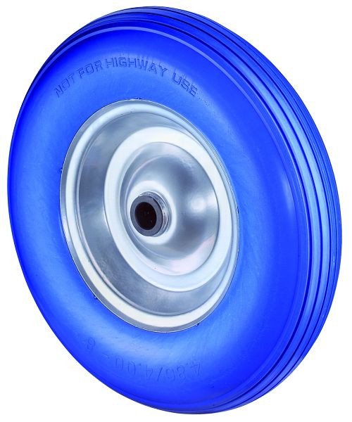 Roulettes BS roue en polyuréthane, largeur 50 mm, Ø200 mm, jusqu'à 75 kg, bande de roulement polyuréthane noir, corps de roue jante en acier aluminium argent, pack : 2 pièces, C91.200