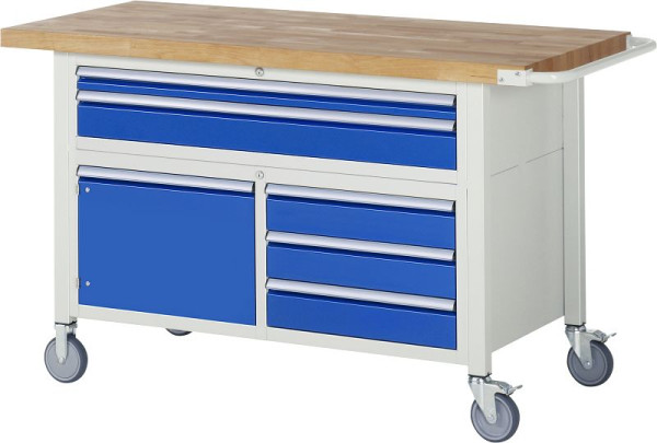 Etabli mobile RAU série 8000, conteneur triple fond (5x tiroir, 1x porte battante), 1500x920x700 mm, 05-8922A2-157B4S.11