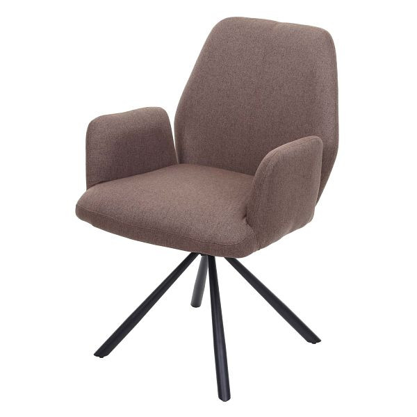Chaise de salle à manger Mendler HWC-H71, chaise de cuisine, fauteuil, tissu/acier textile, marron, 73935