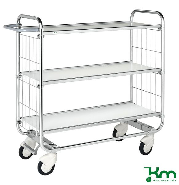 Chariot pour préparation de commandes Kongamek série 8000, 1395 x 470 x 1120 mm, 3 étagères, 3 étagères, KM8000-3XL-CL