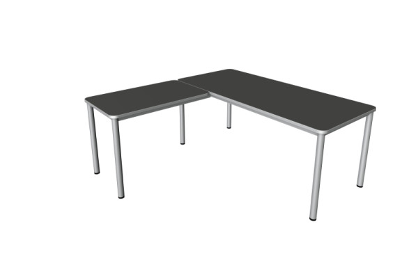 Poste de travail angulaire Kerkmann Prime, bureau L 1800 x P 800 x H 750 mm, table d'extension 1000 x 600 x 750 mm, anthracite, 11043113