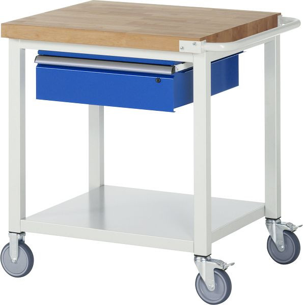 Etabli mobile RAU série 8000, 1 x tiroir, étagère en tôle d'acier, 750x880x700 mm, 05-8001A6-077B4S.11