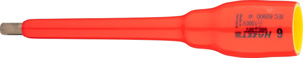 Douille tournevis Hazet, double isolation, carré creux 12,5 mm (1/2 pouce), profil à six pans creux, 6 mm, 986LG-6KV